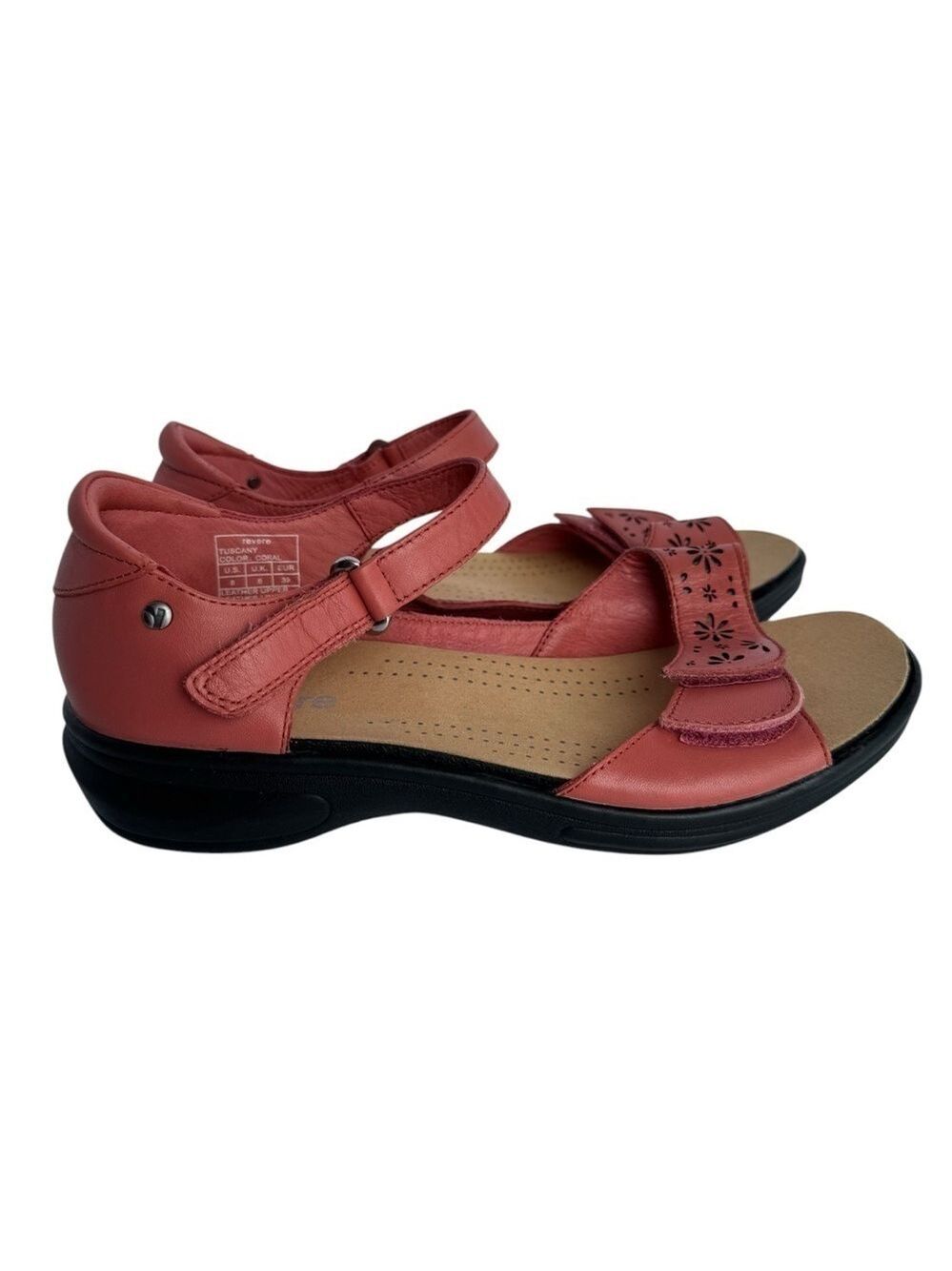 Revere Leather Strappy Sandal Sz 8 Coral Peach Summer Slingback Comfort NWOT